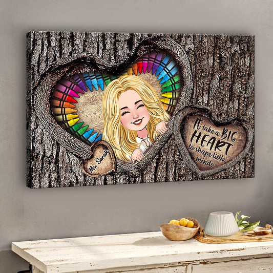 It Takes A Big Heart - Personalized Teacher Canvas And Poster