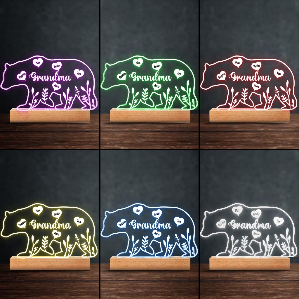 Mama Bear - Gift for mom, dad, grandma, grandpa - Personalized Shaped Plaque Light Base