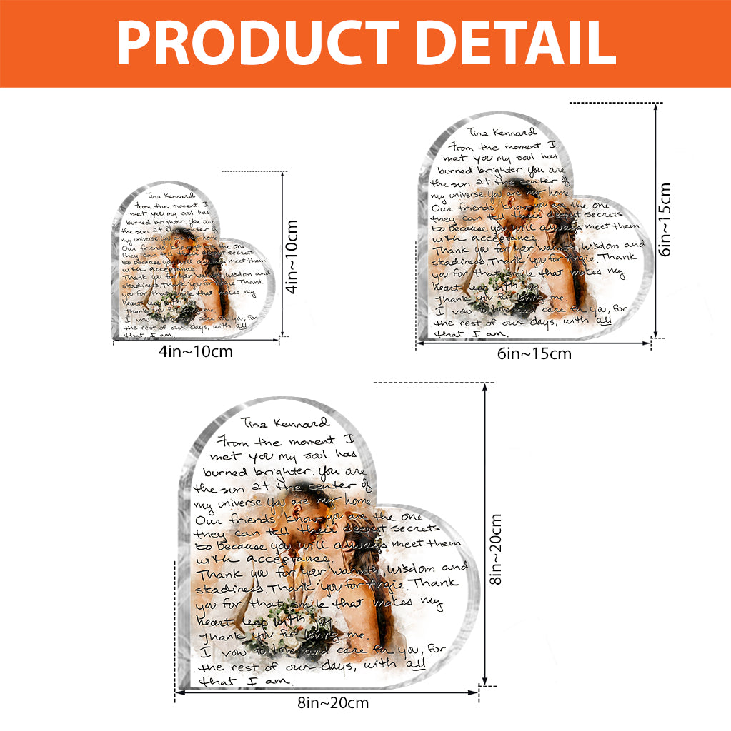Handwritten Wedding Vows With Personalized Watercolor Portrait - Personalized Husband And Wife Custom Shaped Acrylic Plaque