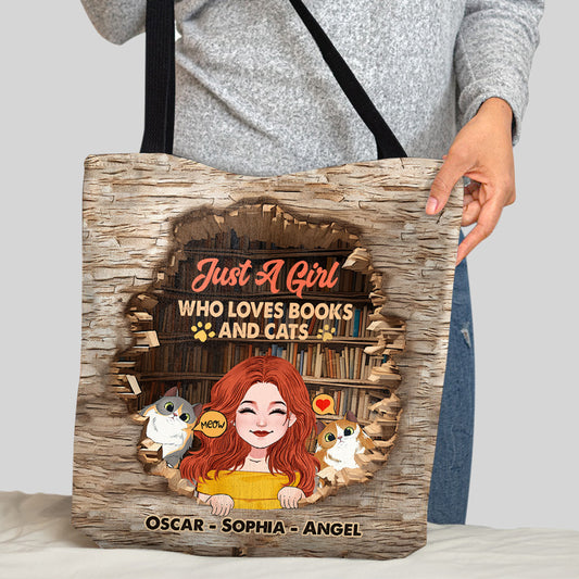 Love Books And Cats - Personalized Book Tote Bag