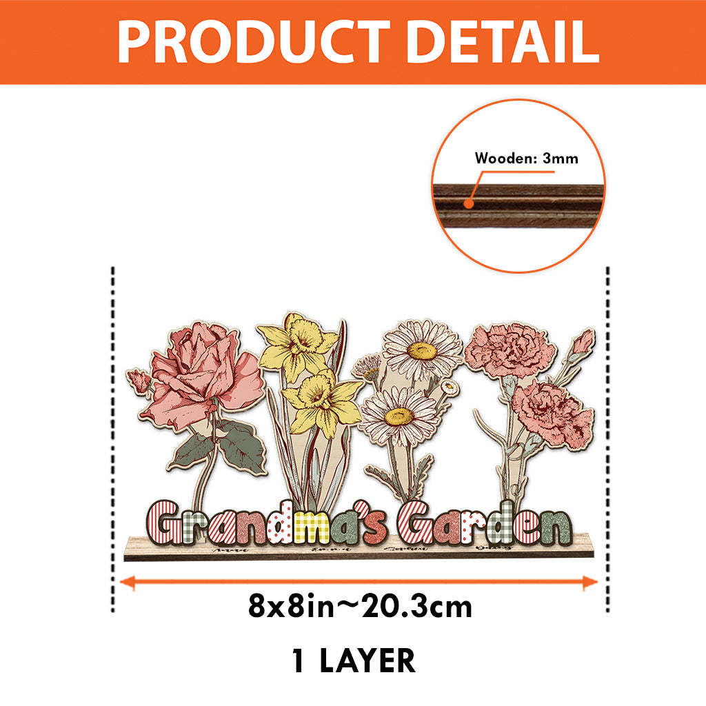 Fleurs de naissance du jardin de grand-mère - Cadeau pour grand-mère - Grand bouquet personnalisé à un étage, autoportant
