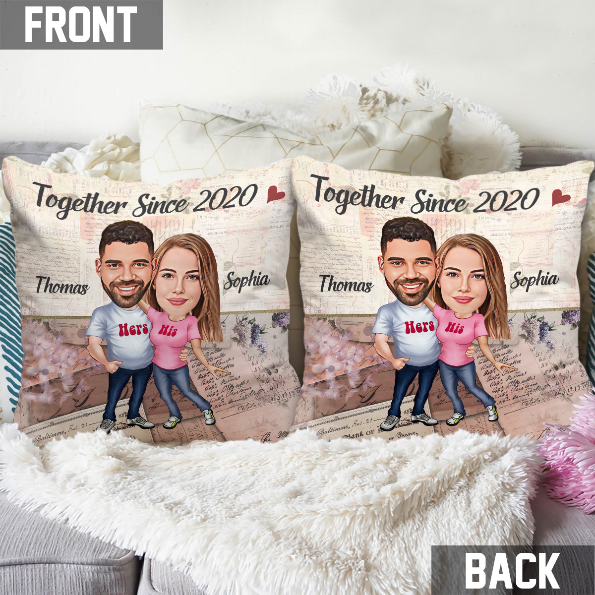 Together Since - Personalized Couple Throw Pillow