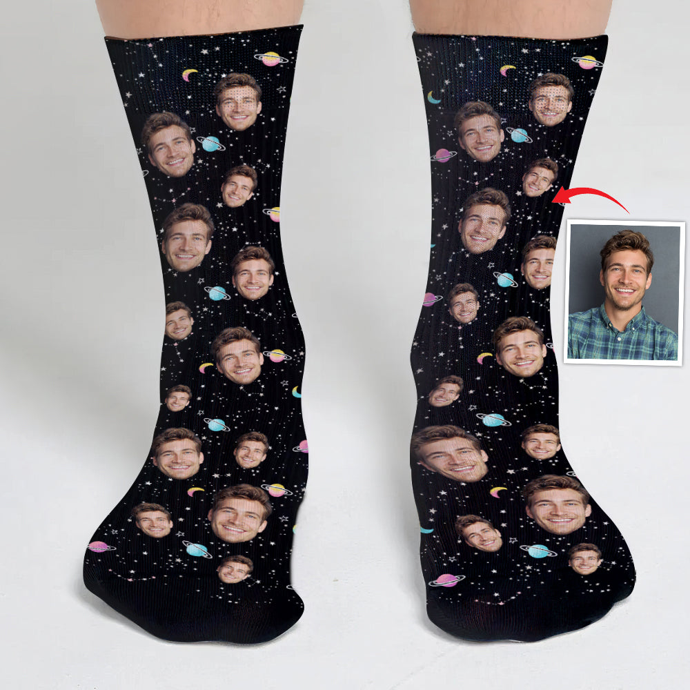 Custom Face Galaxy - Personalized Uncle Socks