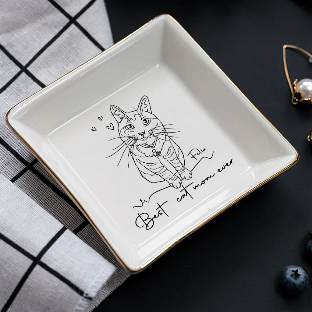 Best Cat Mom / Dog Mom Ever - Gift for cat lovers, dog lover - Personalized Jewelry Dish