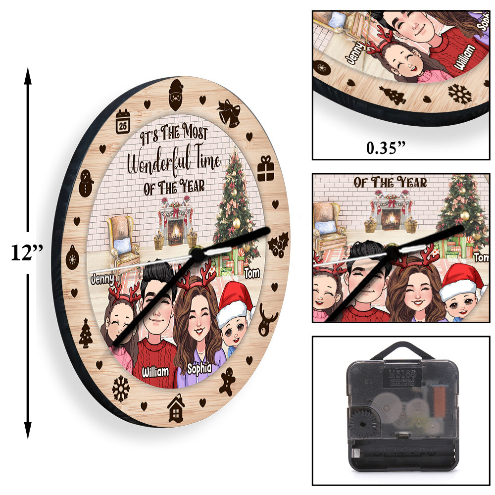 The Most Wonderful Time Of The Year - Personalized Family Wall Clock