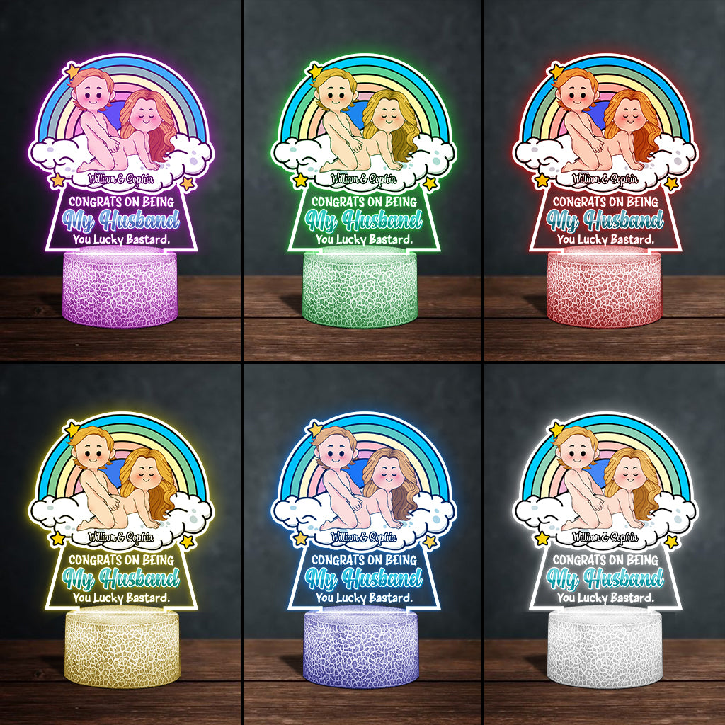 Congrats On Being My Husband - gift for husband, wife - Personalized Shaped Plaque Light Base