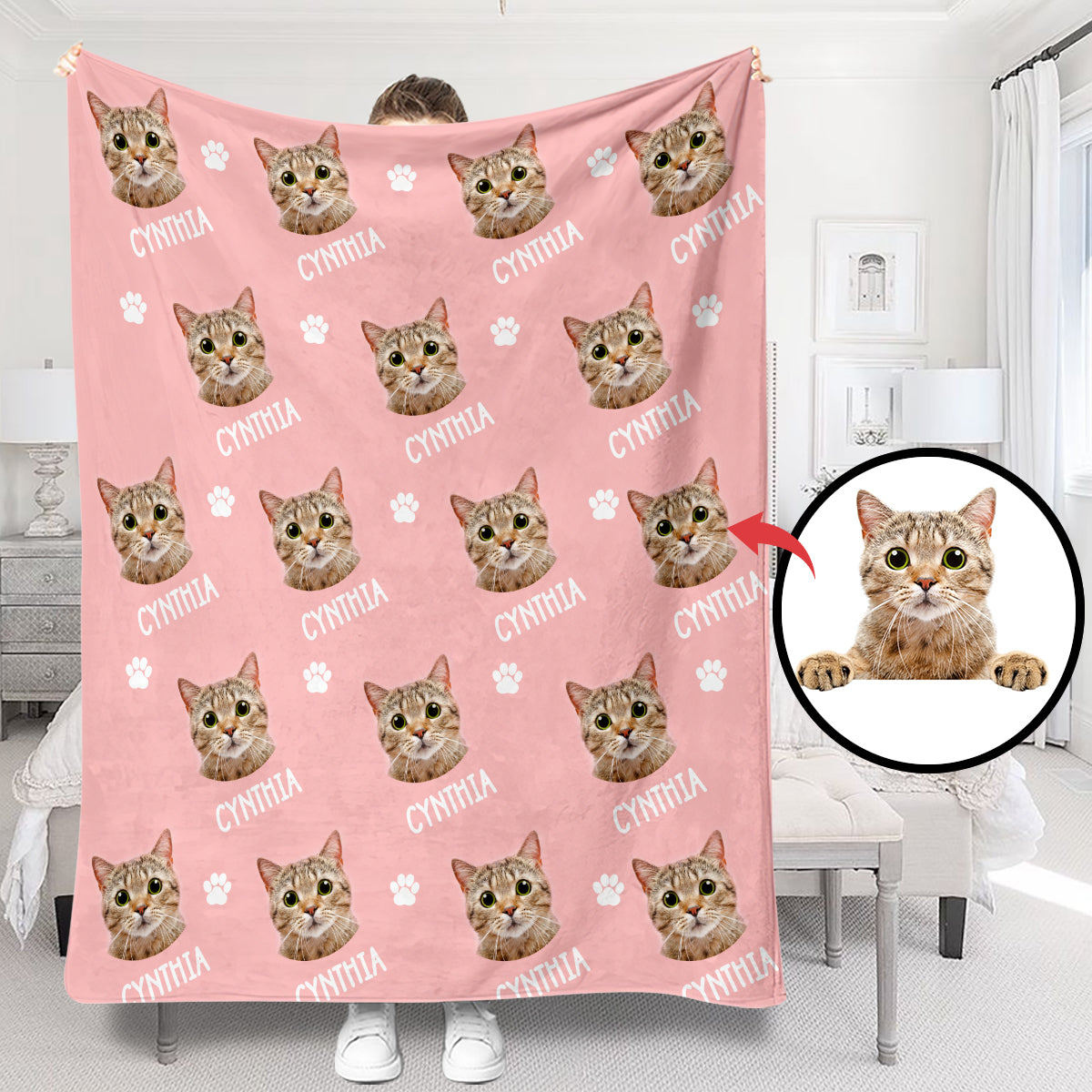 Individuell gestaltete Katzendecke mit Katzenmotiv
