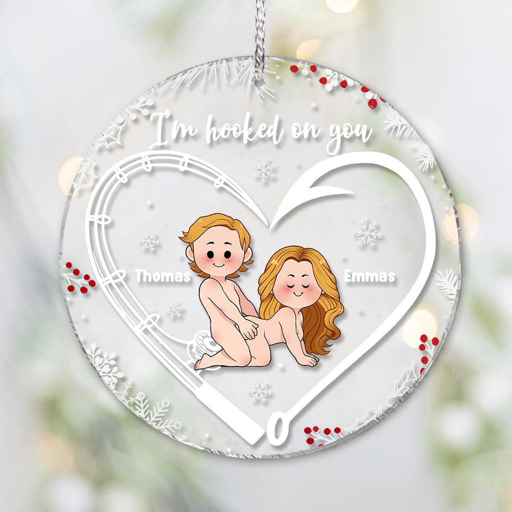 I'm Hooked On You - Personalized Fishing Transparent Ornament