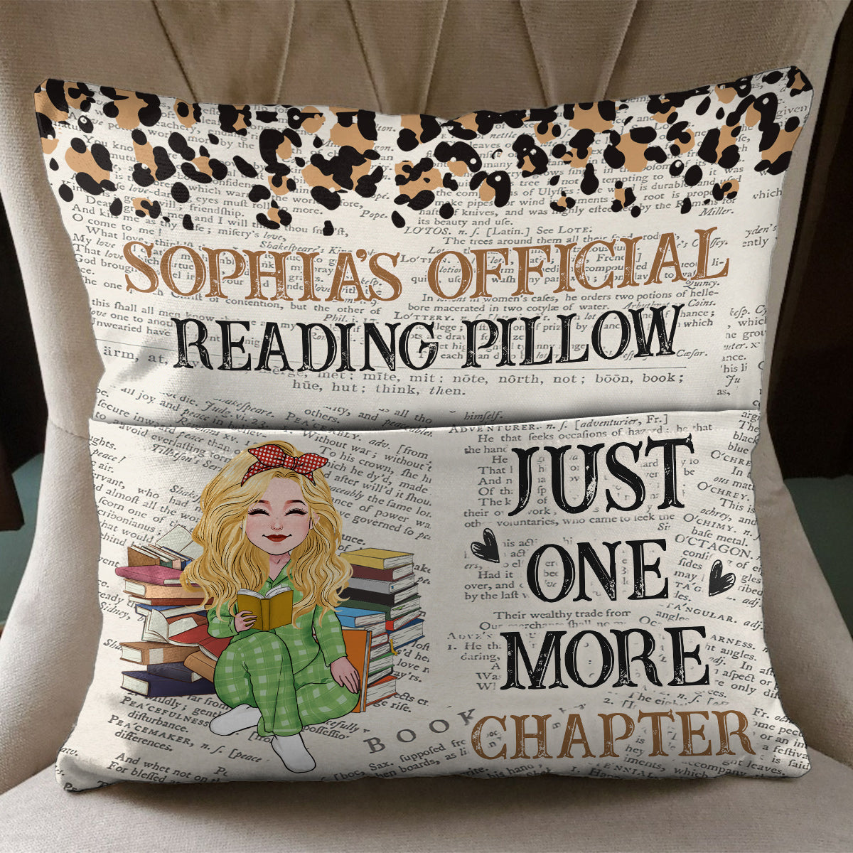 Just One More Chapter - Personalized Book Pocket Pillow