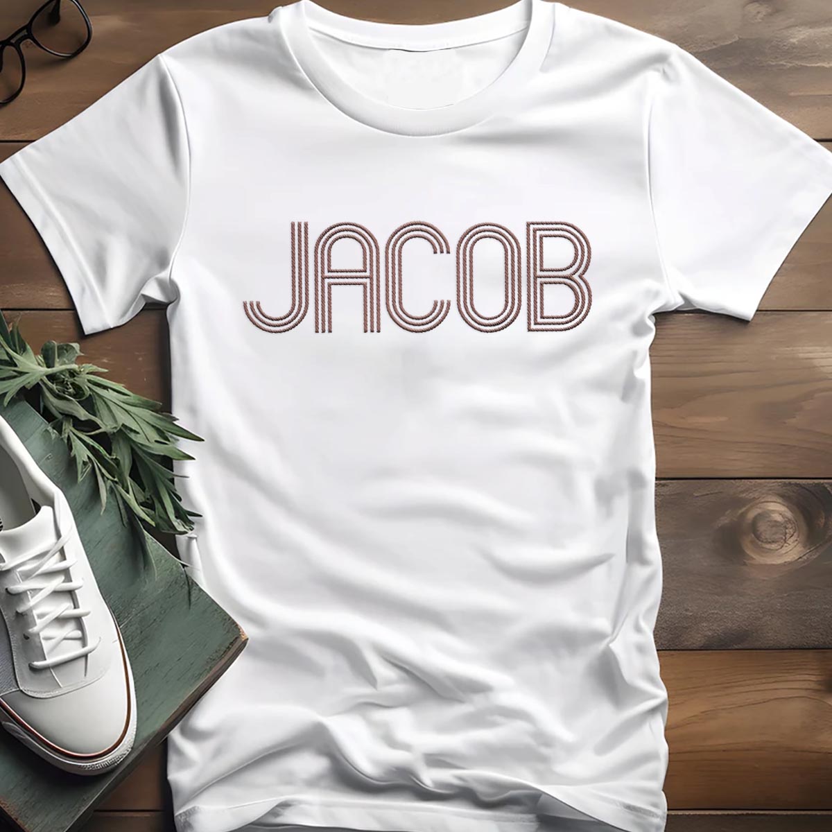 Custom Name - Personalized Couple Embroidered T-shirt