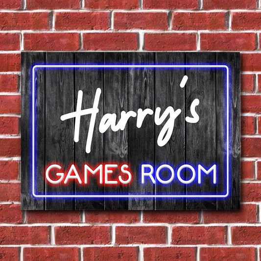 Game Room - Personalized Video Game Rectangle Metal Sign
