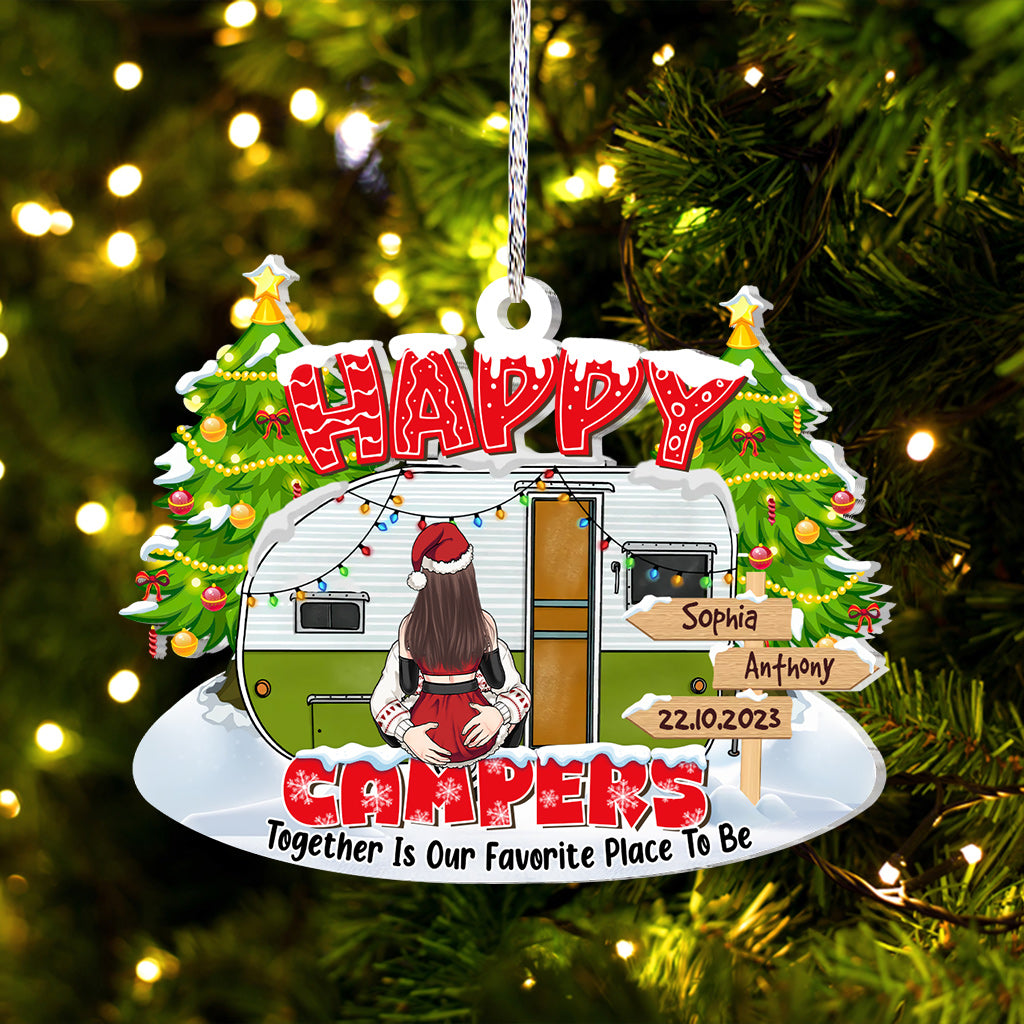 Happy Campers - Camping gift for husband, boyfriend, girlfriend, wife - Personalized Ornament