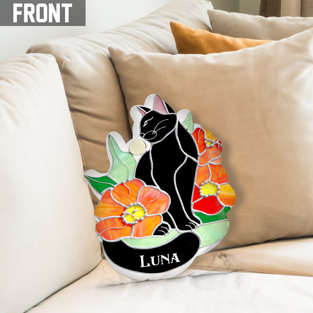 Black Cat - Personalized Black Cat Shaped Pillow