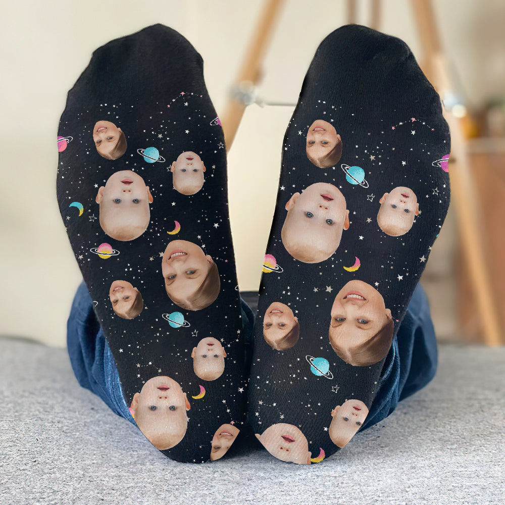 Custom Face Galaxy - Personalized Mother Socks