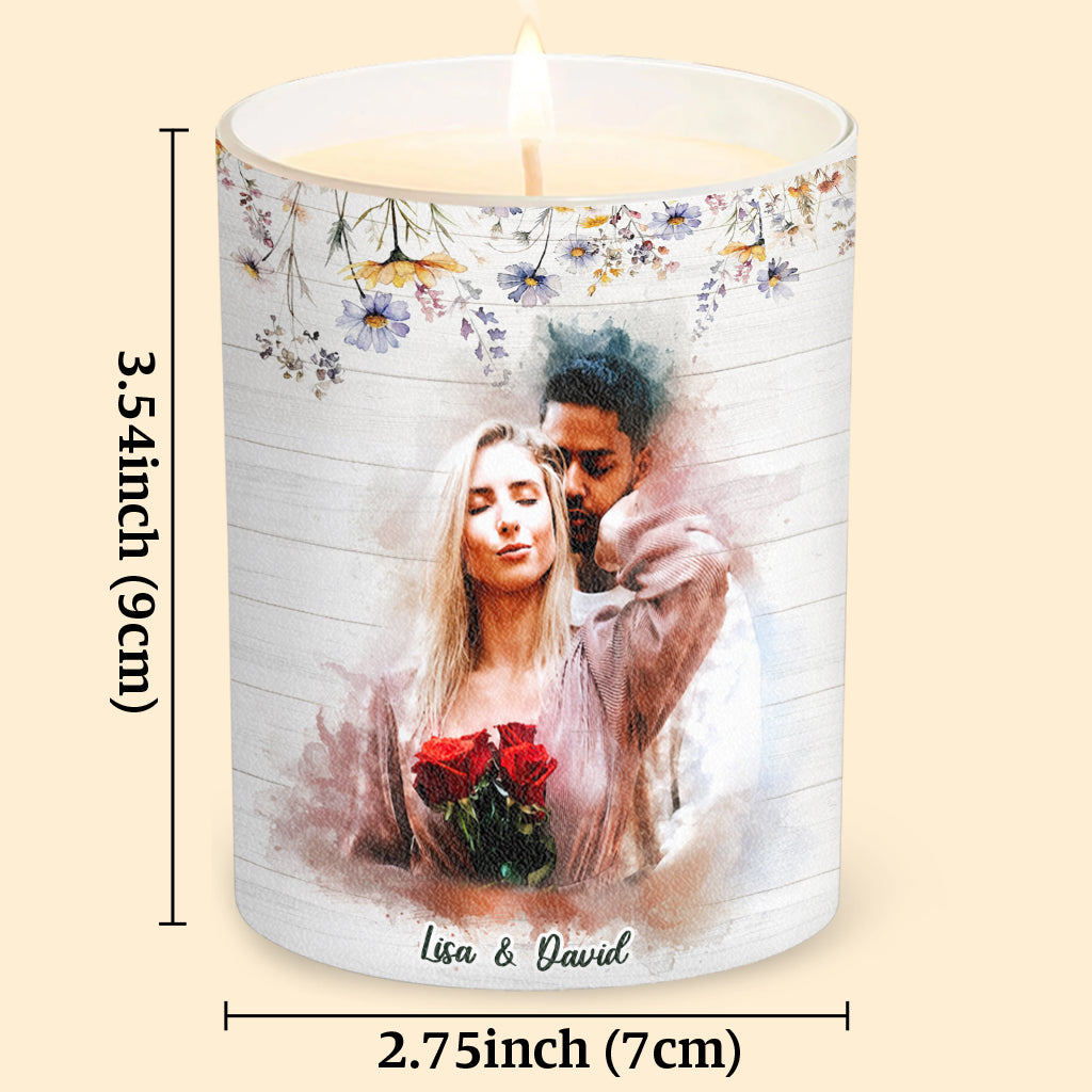 Every Love Story Is Beautiful - Personalized Couple Candle With Wooden Lid