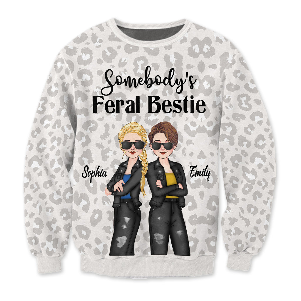 Somebody's Feral Bestie - Gift for friend - Personalized Ugly Sweater