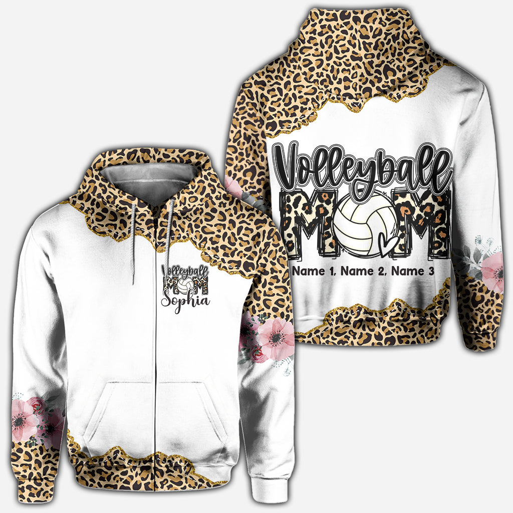 Volleyball Mom Leopard - Personalized Volleyball All Over Shirt