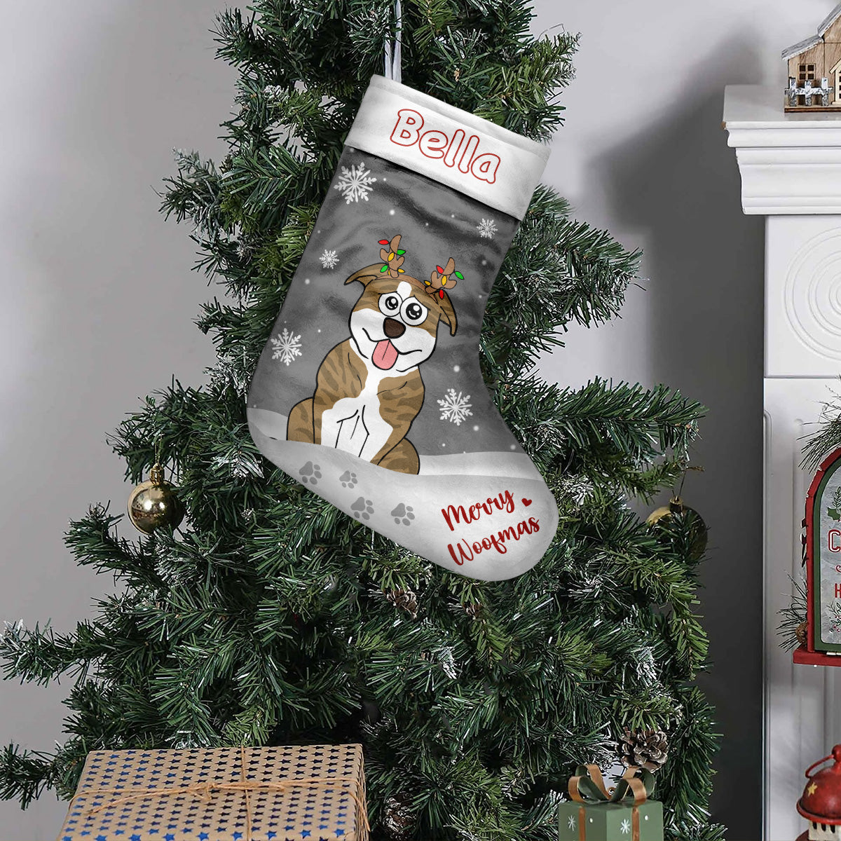 Joyeux Woofmas - Chaussettes de Noël personnalisées pour chiens