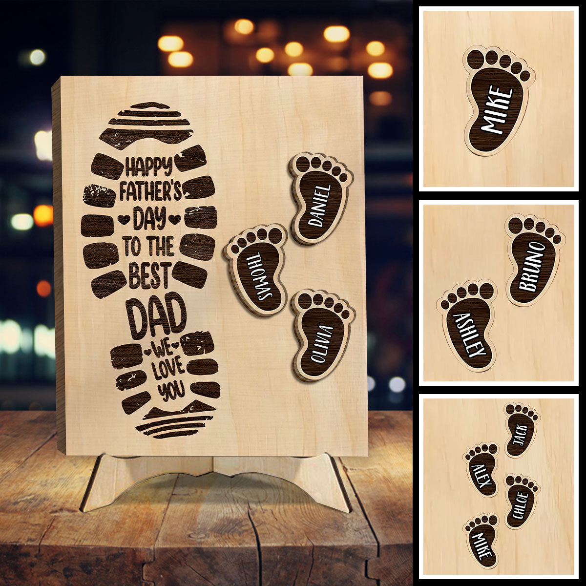 We Love You Dad - Personalized Father 2 Layered Wood Sign / Wood Plaque