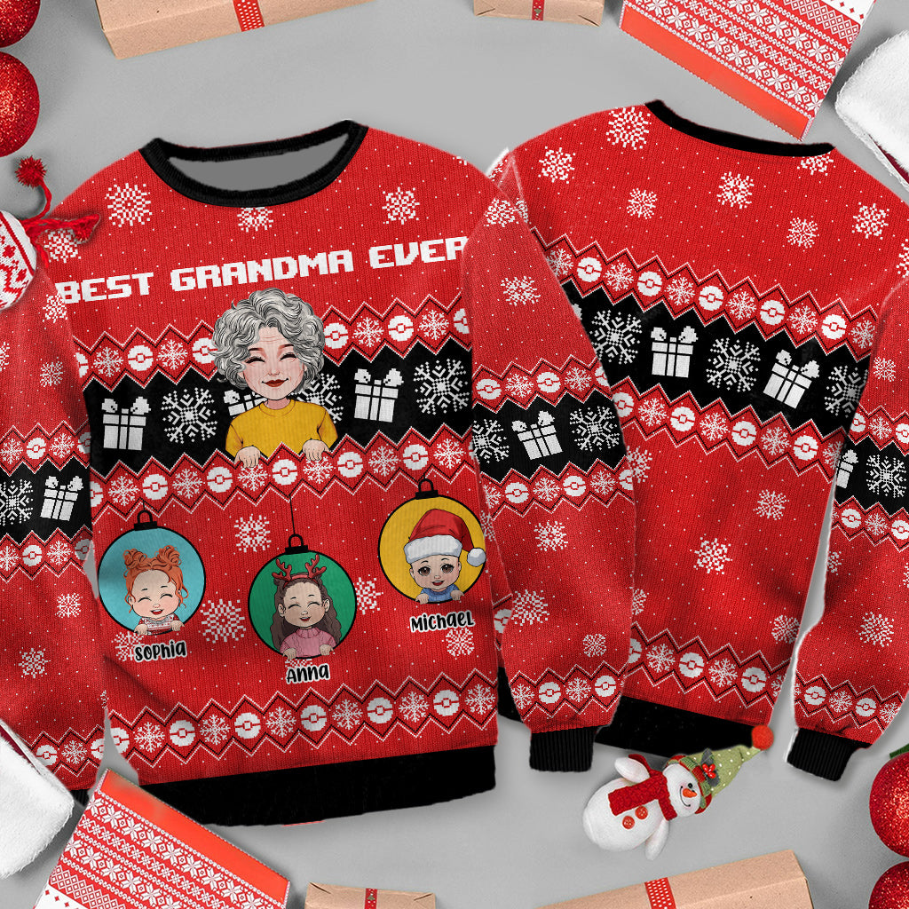 Best Grandma Ever - Personalized Grandma Ugly Sweater