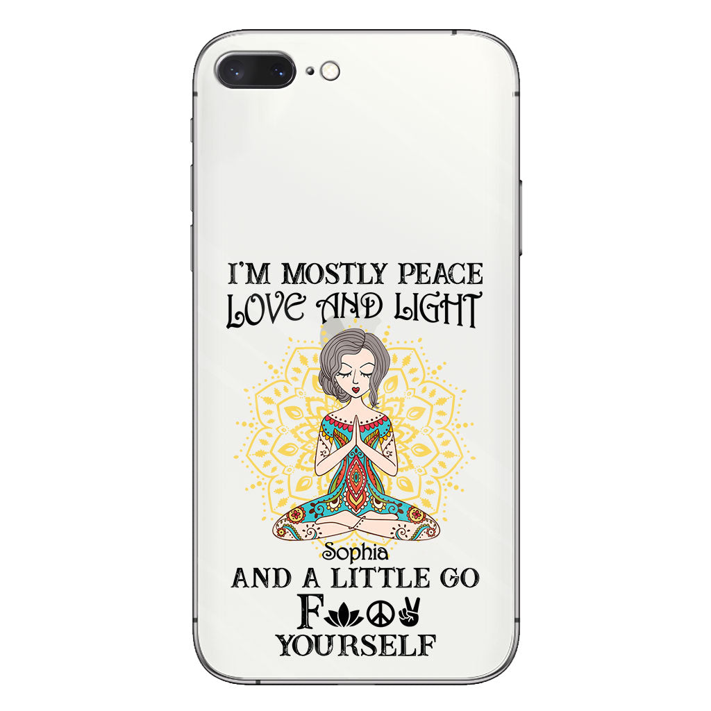 I’m Mostly Peace Love And Light - Personalized Yoga Clear Phone Case