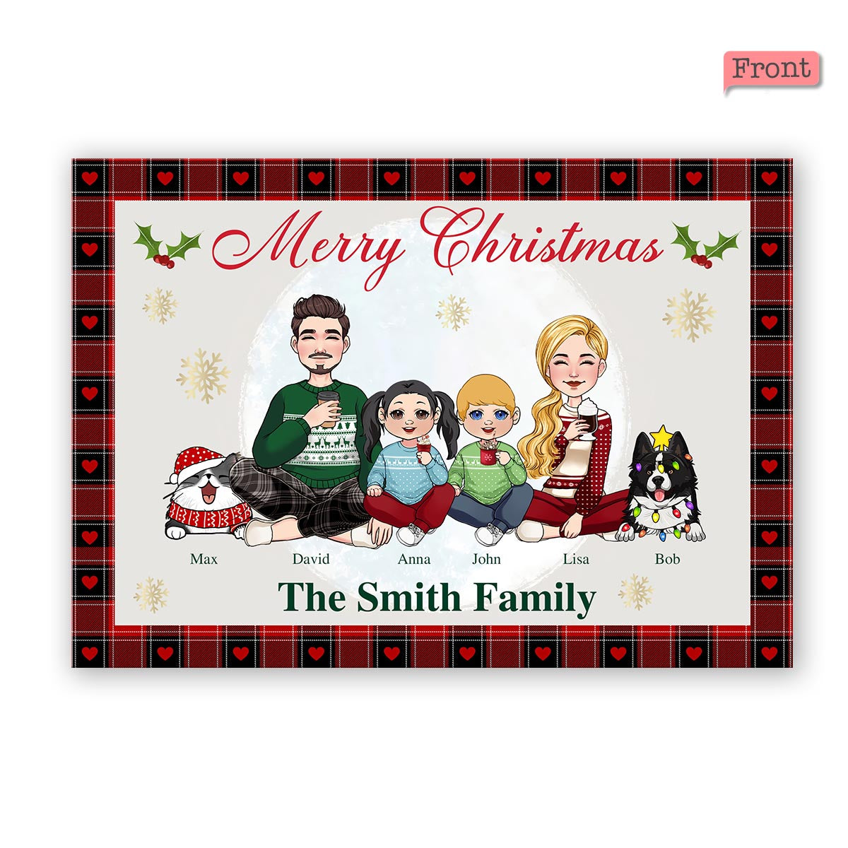 Merry Christmas Buffalo Plaid - Personalized QR Greeting Card