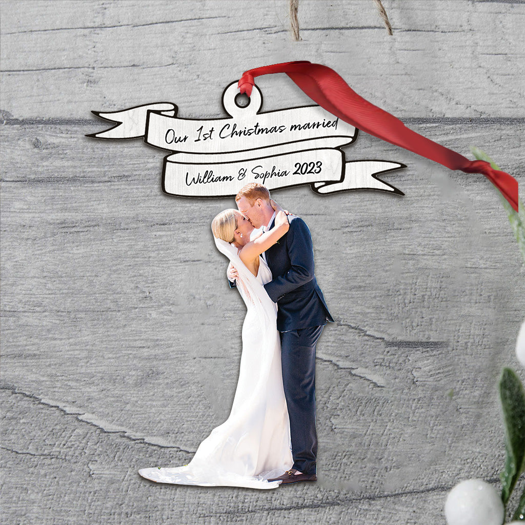 Our First Christmas Married - Personalized Husband And Wife Ornament