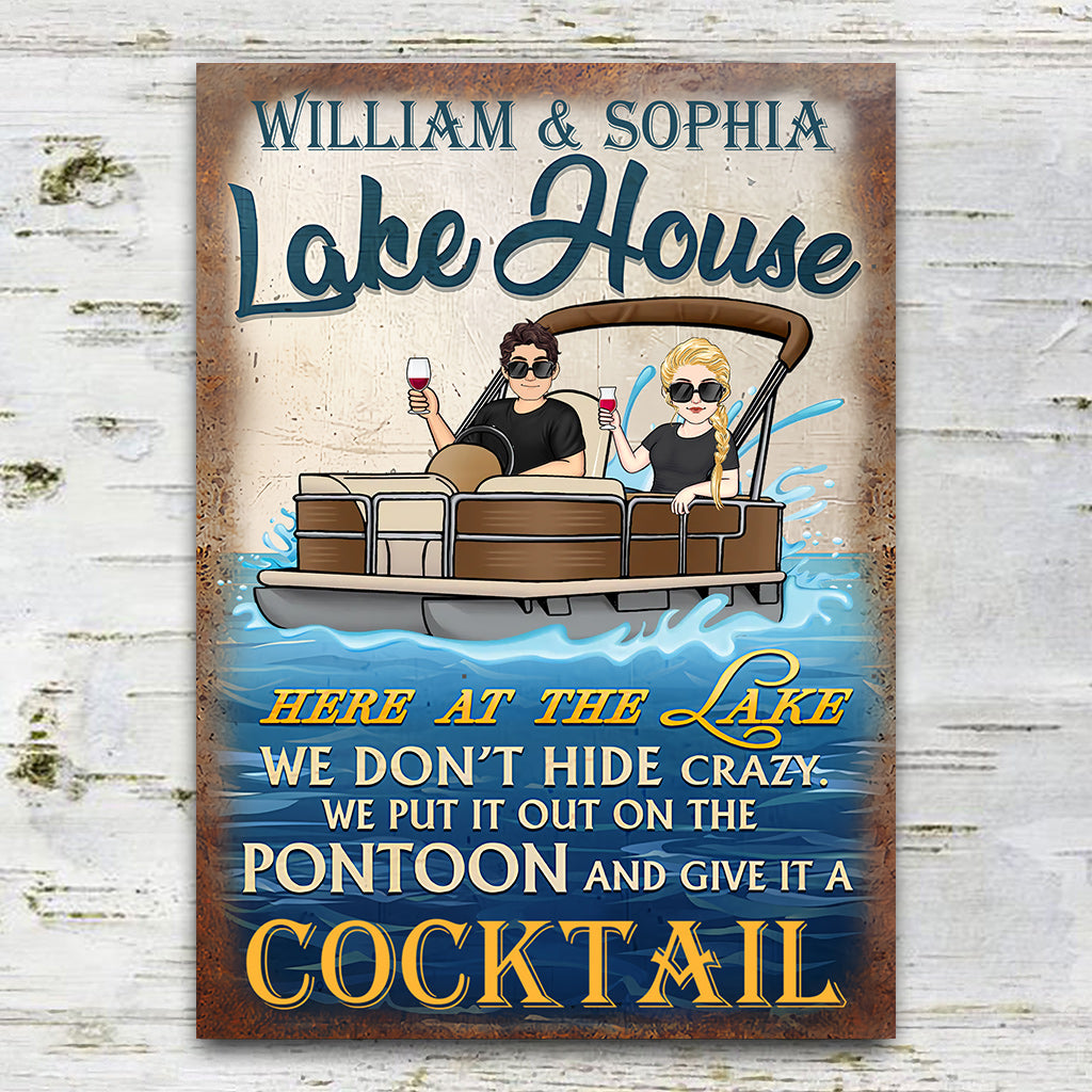 Lake House - Personalized Pontoon Rectangle Metal Sign