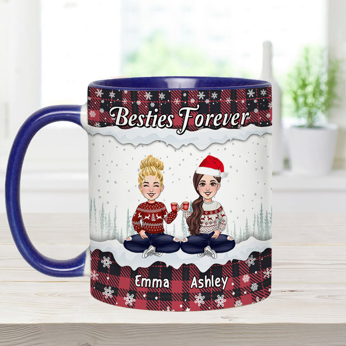 Besties Forever - Personalized Bestie Accent Mug