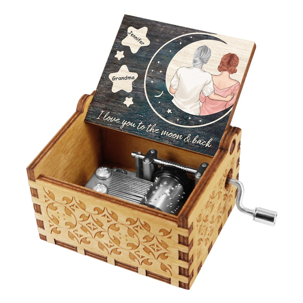 I Love You - Gift for mom, daughter, son, granddaughter, grandson, grandma - Personalized Hand Crank Music Box
