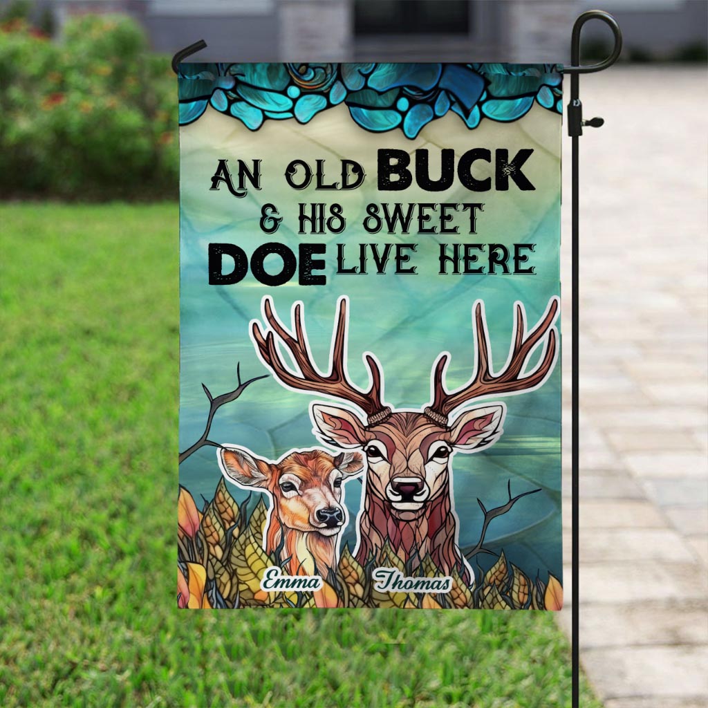 Vivez ici - Drapeau de jardin de chasse personnalisé