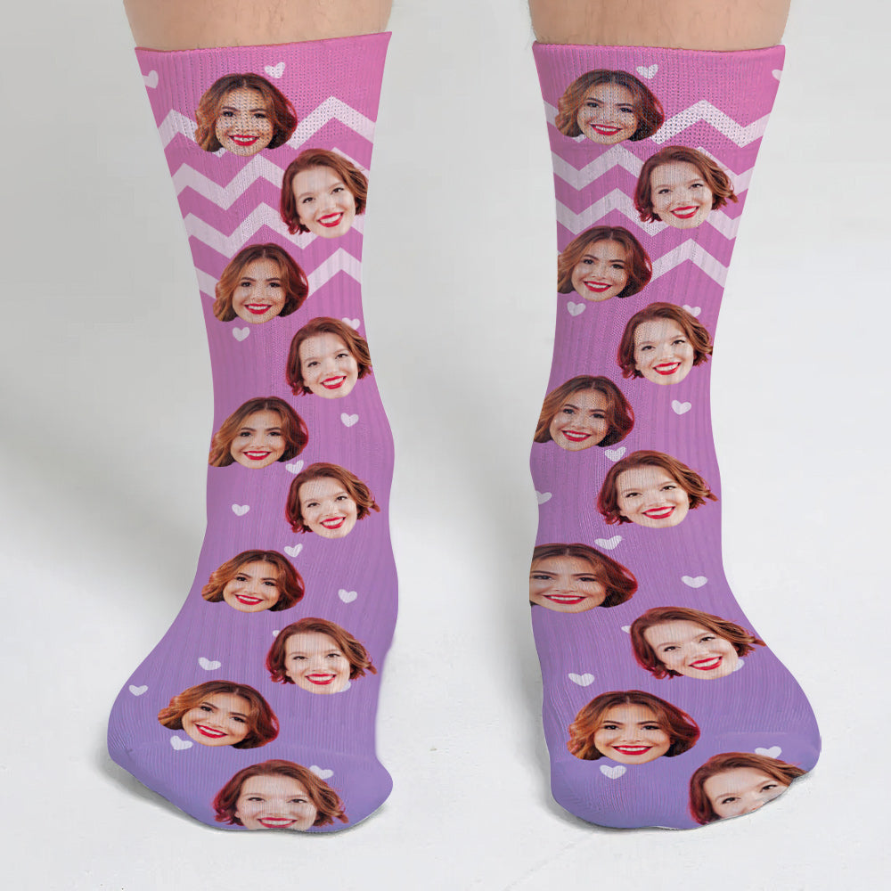 Custom Face Purple Pattern - Personalized Bestie Socks