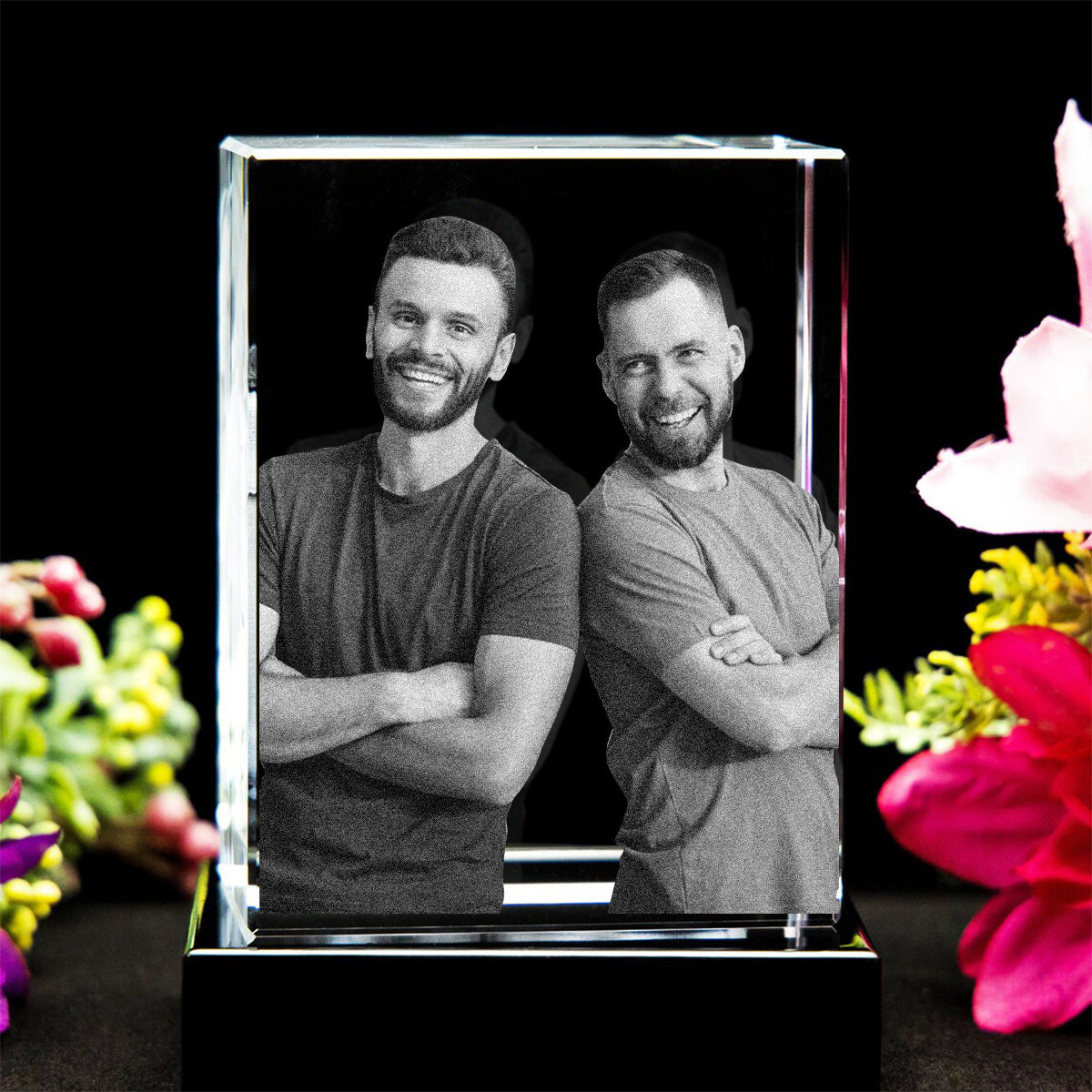 Custom Photo - Personalized Uncle Laser Engraving 3D Cuboid Shaped Crystal Lamp