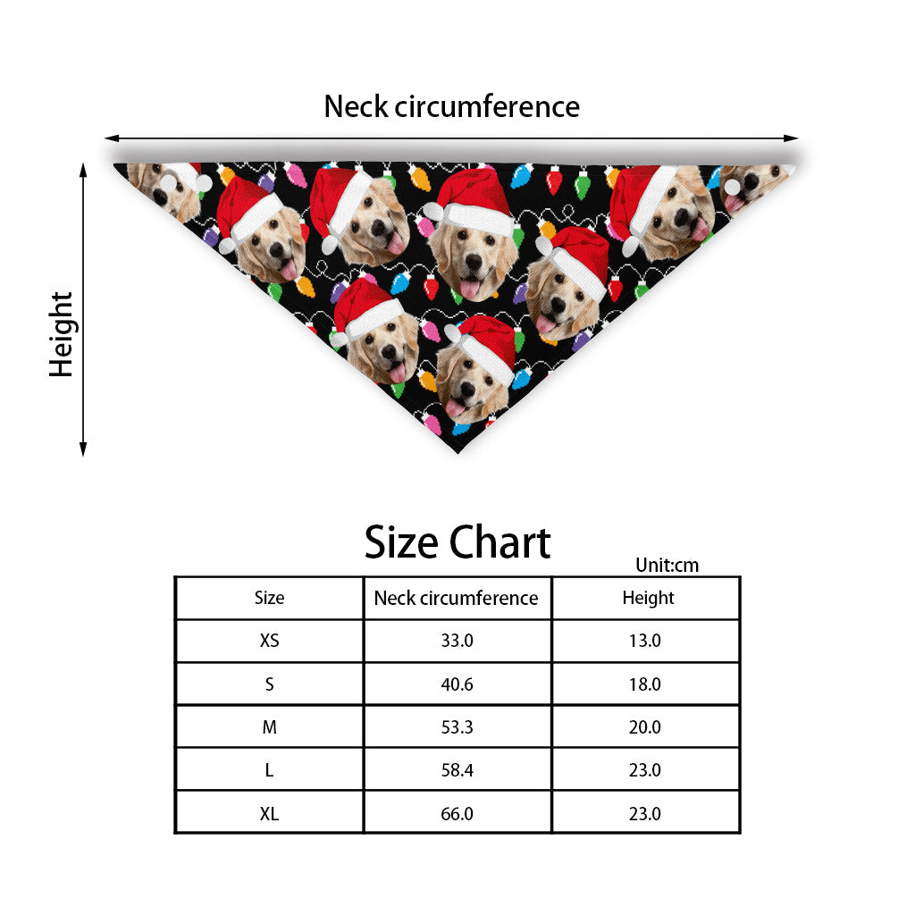 Any Photo Upload Colorful Christmas Light - Personalized Dog Pet Bandana