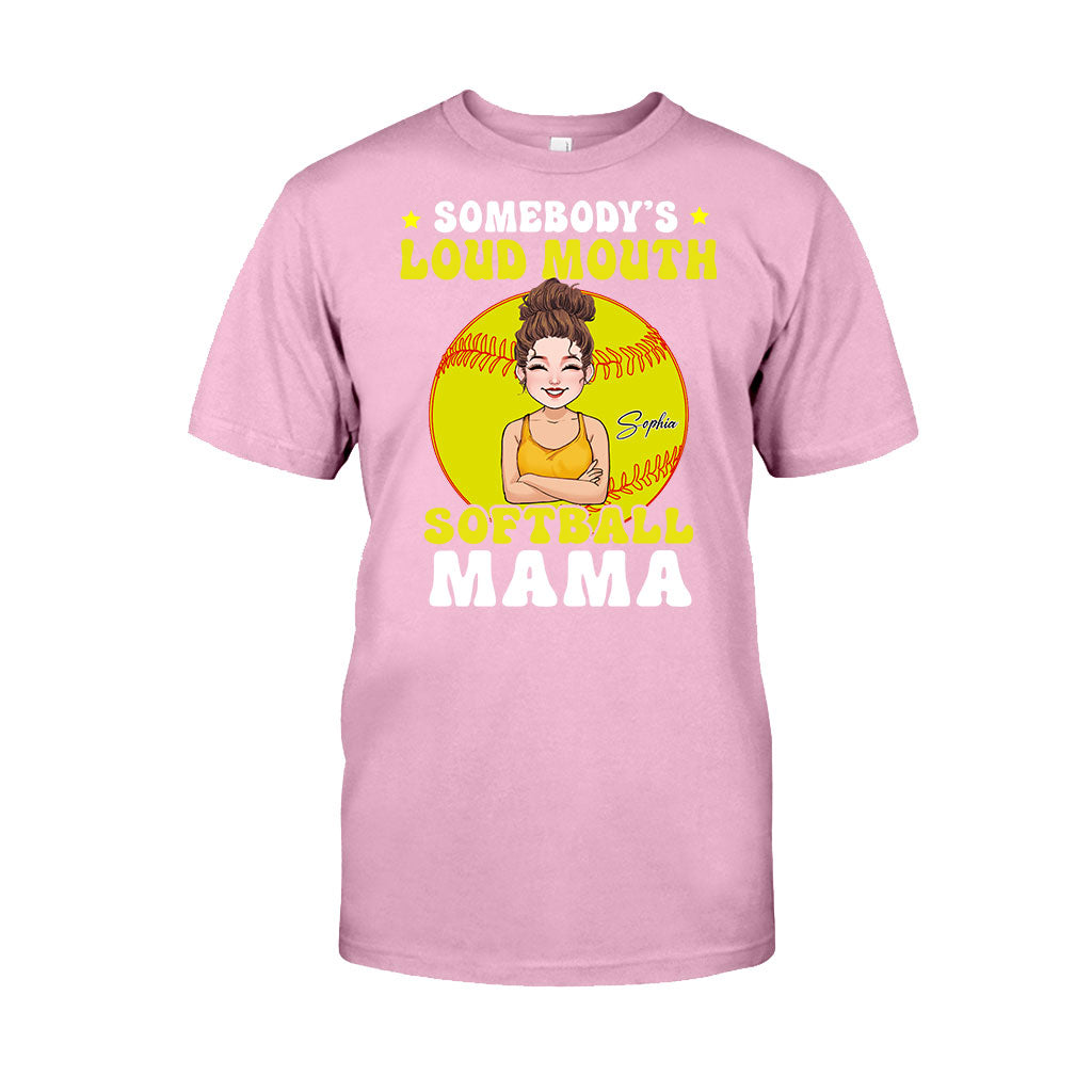 Loud Mouth Softball Mama - Personalized Softball T-shirt And Hoodie