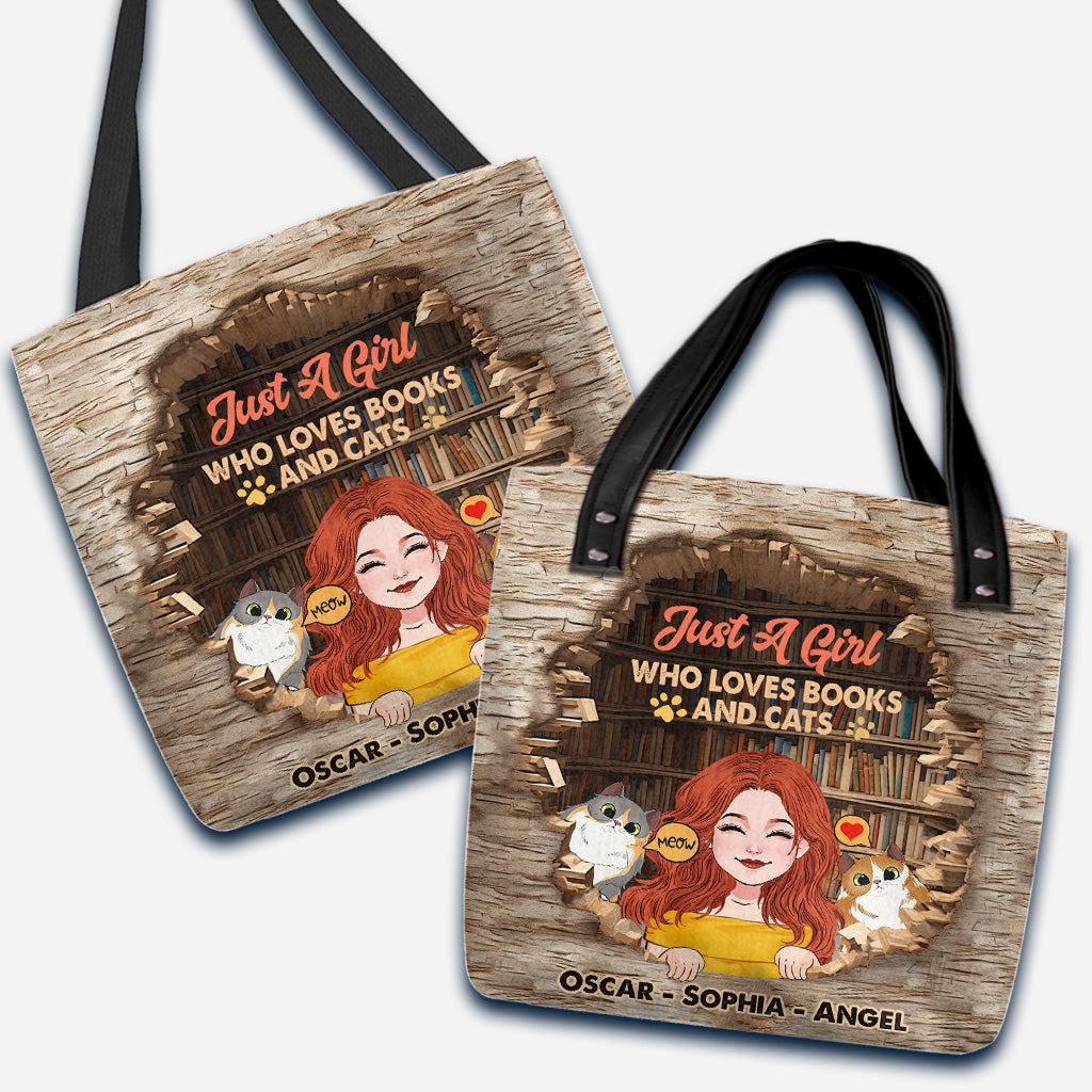 Love Books And Cats - Personalized Book Tote Bag