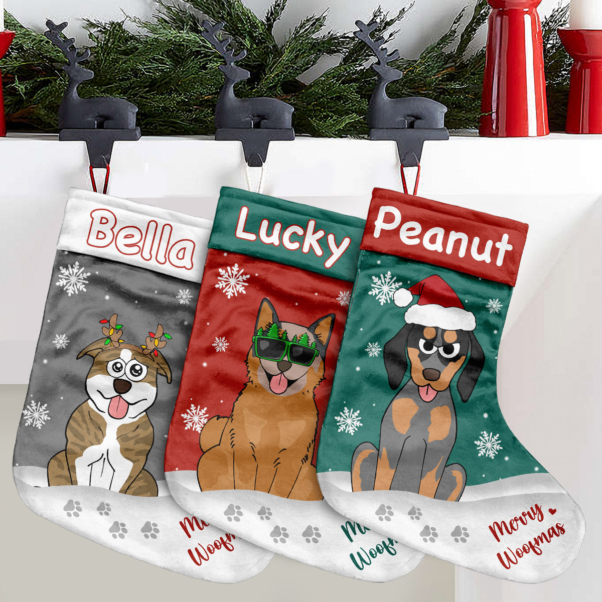 Joyeux Woofmas - Chaussettes de Noël personnalisées pour chiens