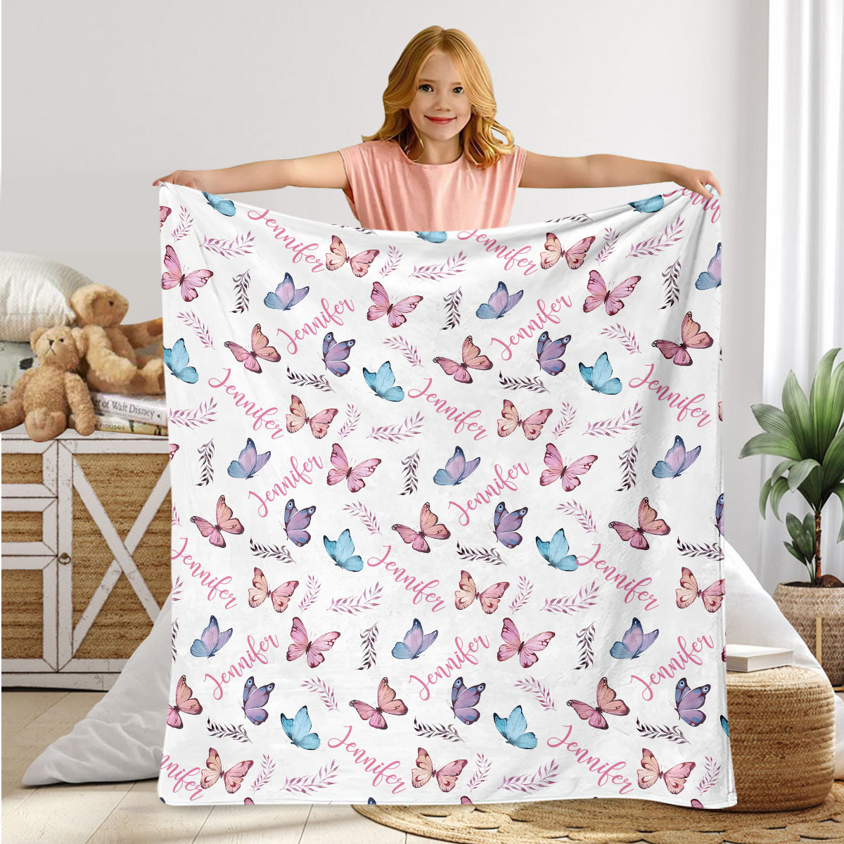Schmetterlings-Decke mit individuellem Namen – Personalisierte Tochterdecke
