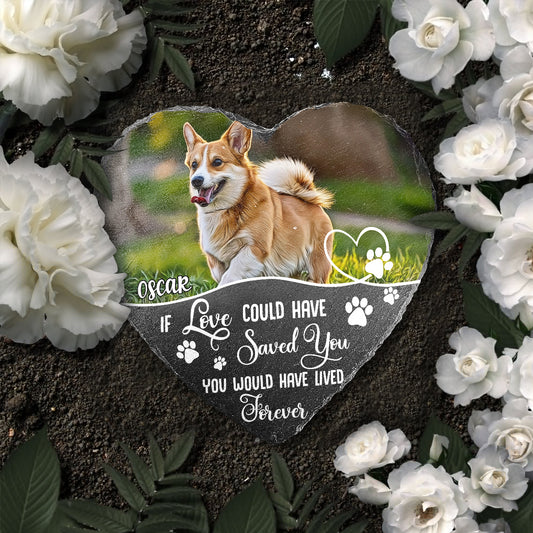 If Love Could Have Saved You - Personalized Dog Heart Shaped Stone