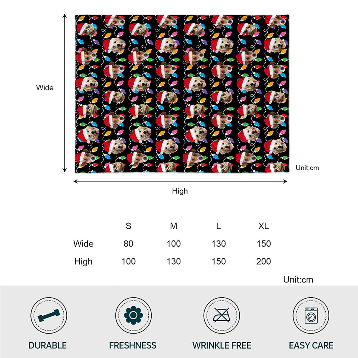 Beliebiges Foto hochladen Bunte Weihnachtsbeleuchtung - Personalisierte Hundedecke