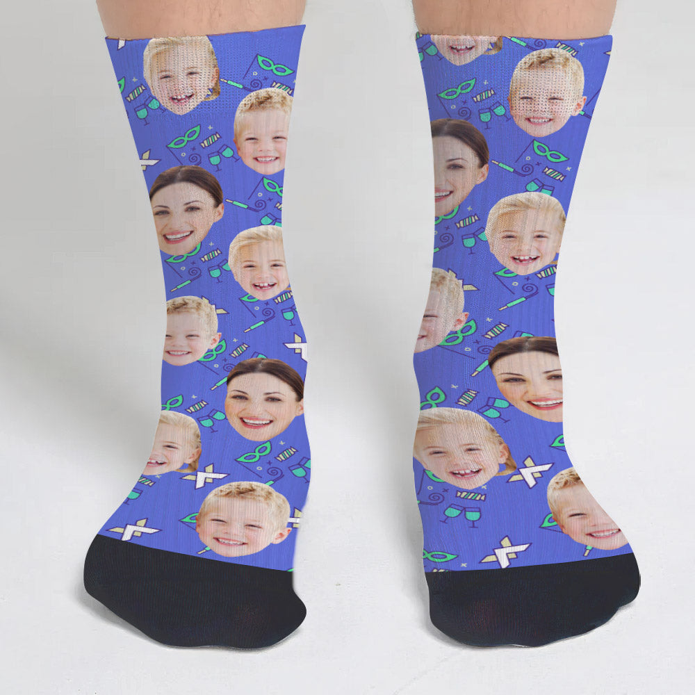Custom Face Party Pattern - Personalized Mother Socks