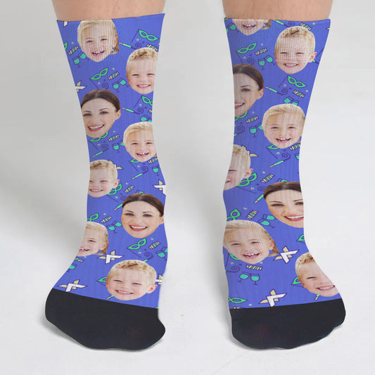 Custom Face Party Pattern - Personalized Mother Socks