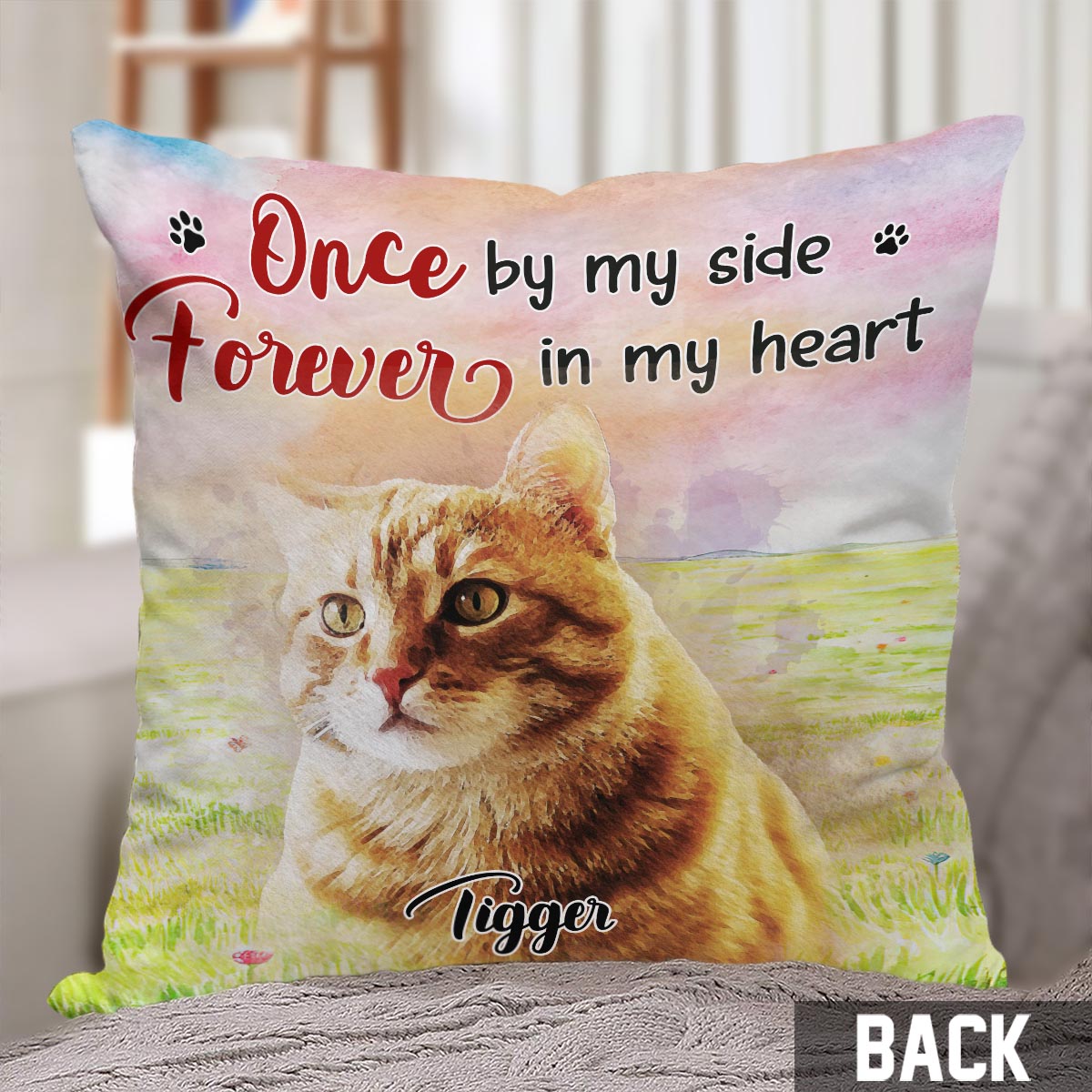 Für immer in meinem Herzen – personalisiertes Hunde-Dekokissen