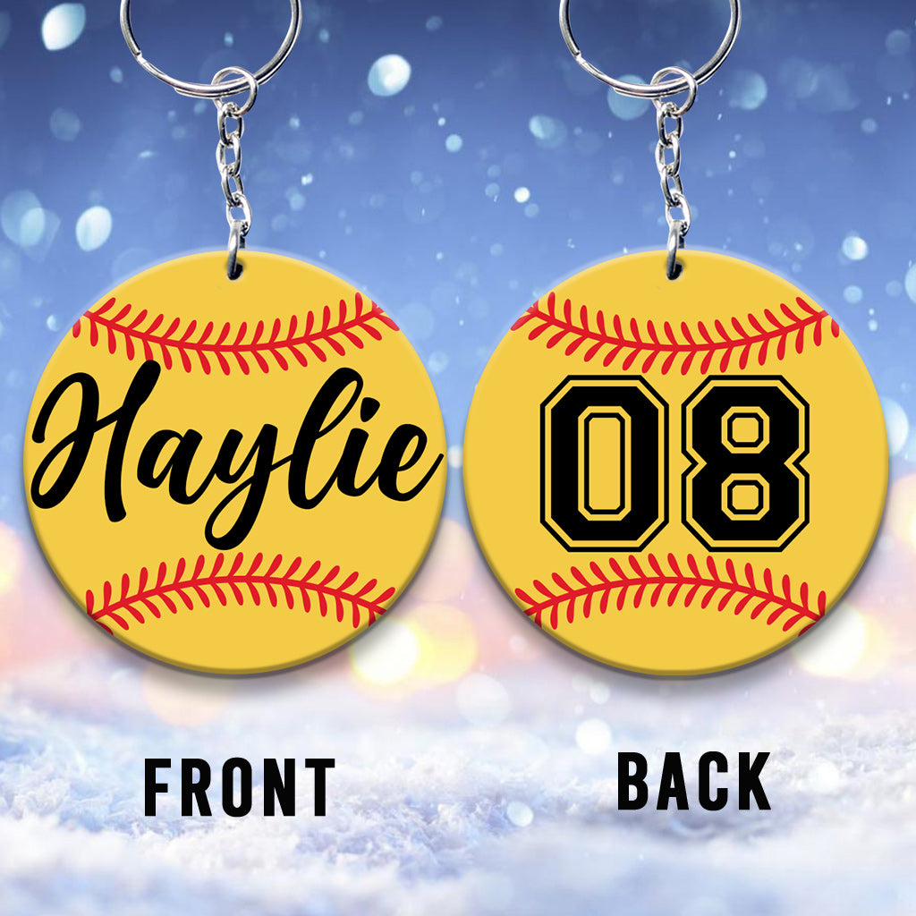 Love Baseball - Personalized Softball Keychain