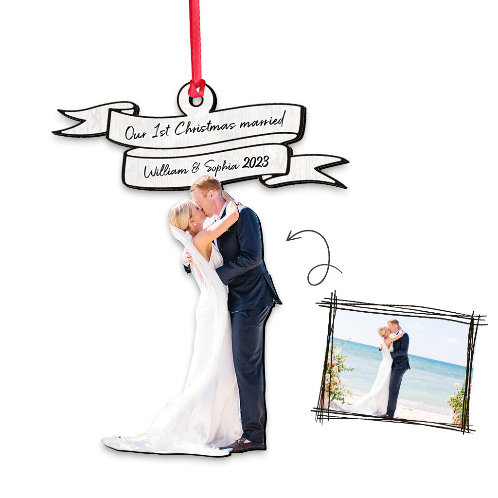 Our First Christmas Married - Personalized Husband And Wife Ornament