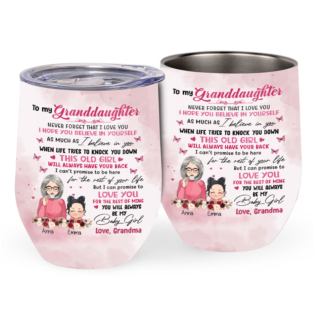 To My Granddaughter - Personalized Grandma Wine Tumbler