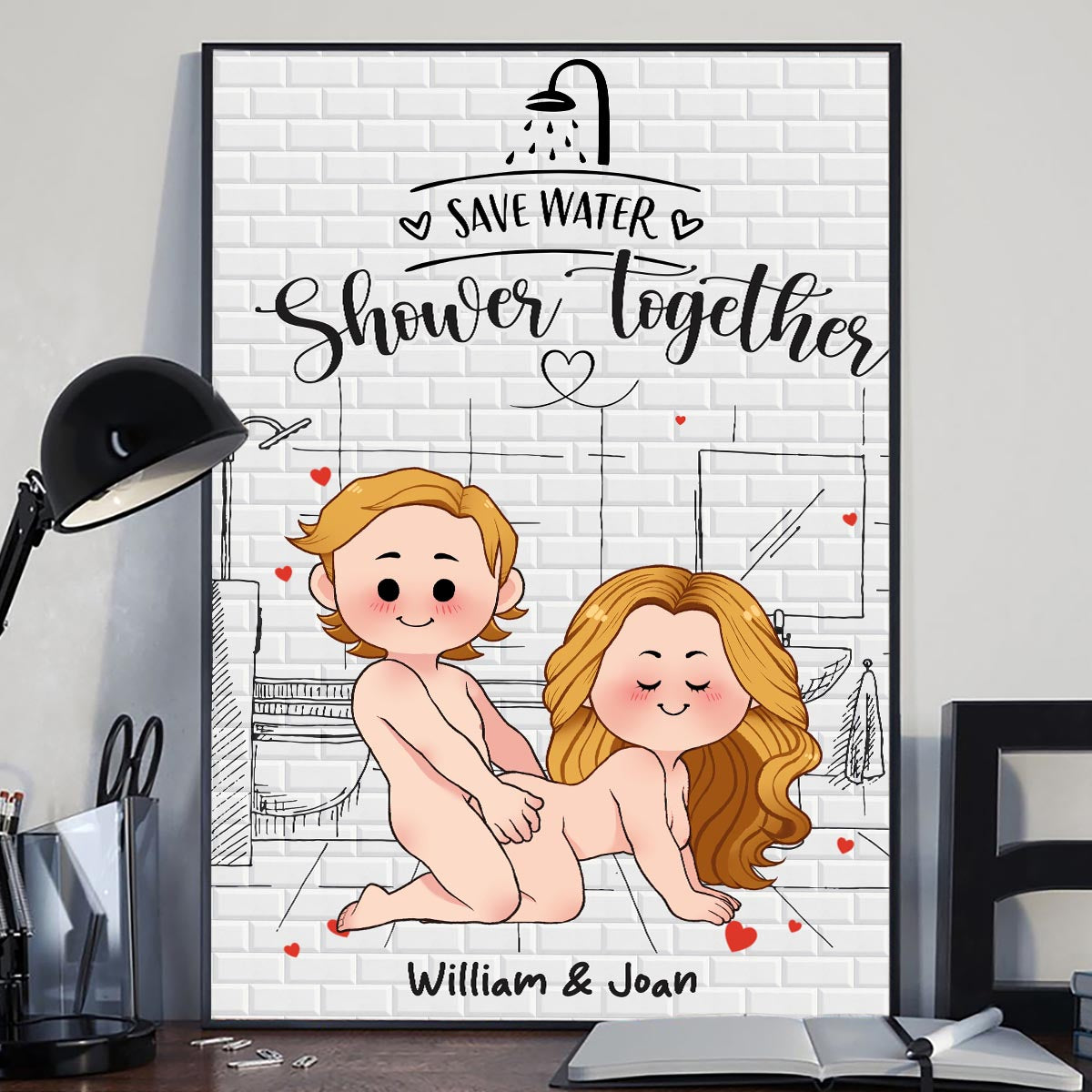 Save Water Shower Together - Personalized Couple Canvas And Poster