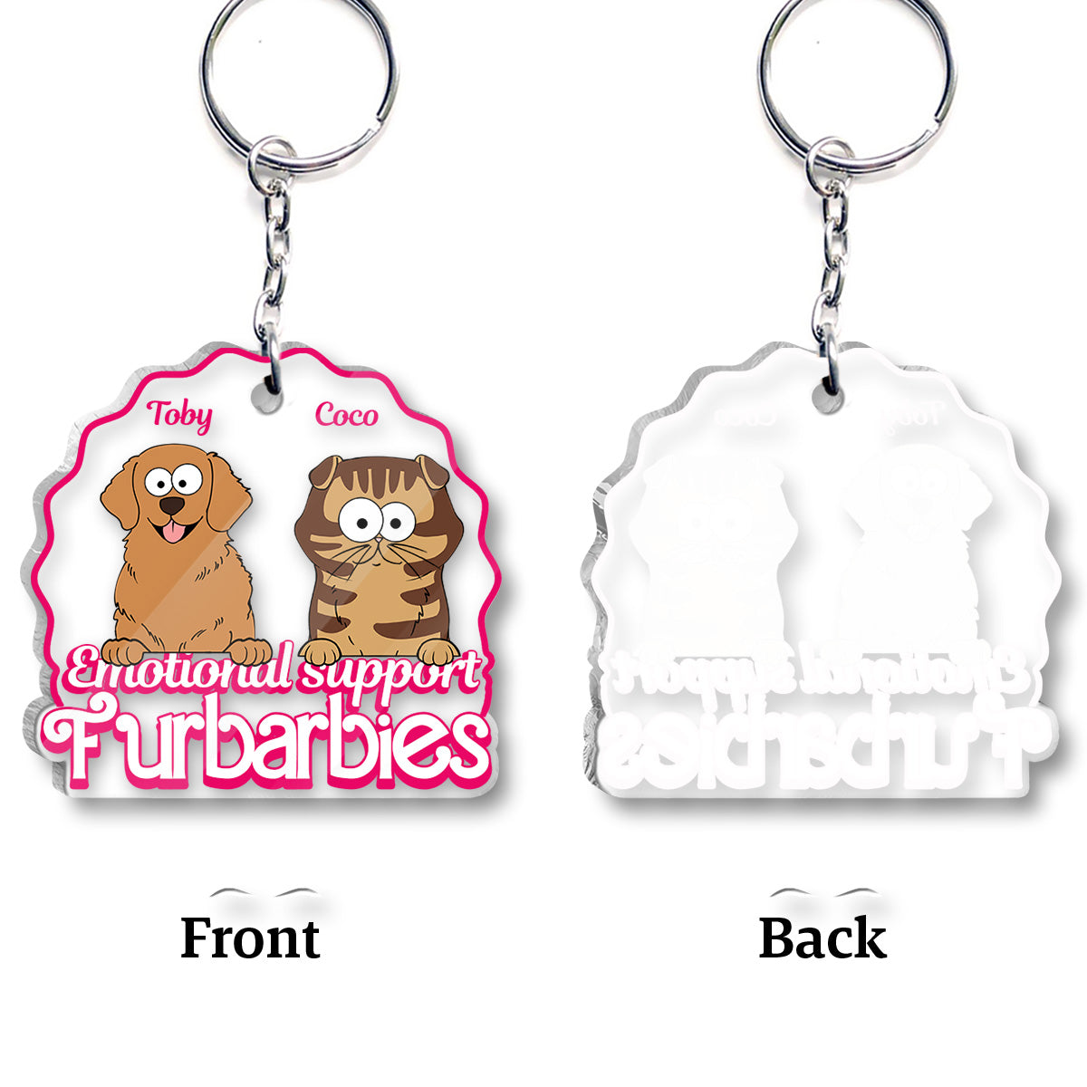 Emotional Support - Gift for dog lovers, cat lover - Personalized Transparent Keychain