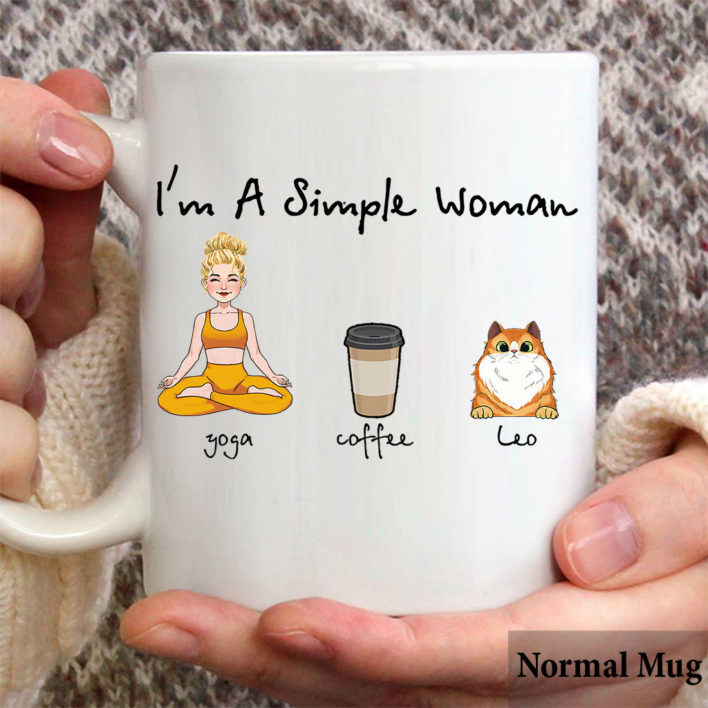 I'm A Simple Woman - Yoga gift for dog lover, cat lover, cat lover - Personalized Mug
