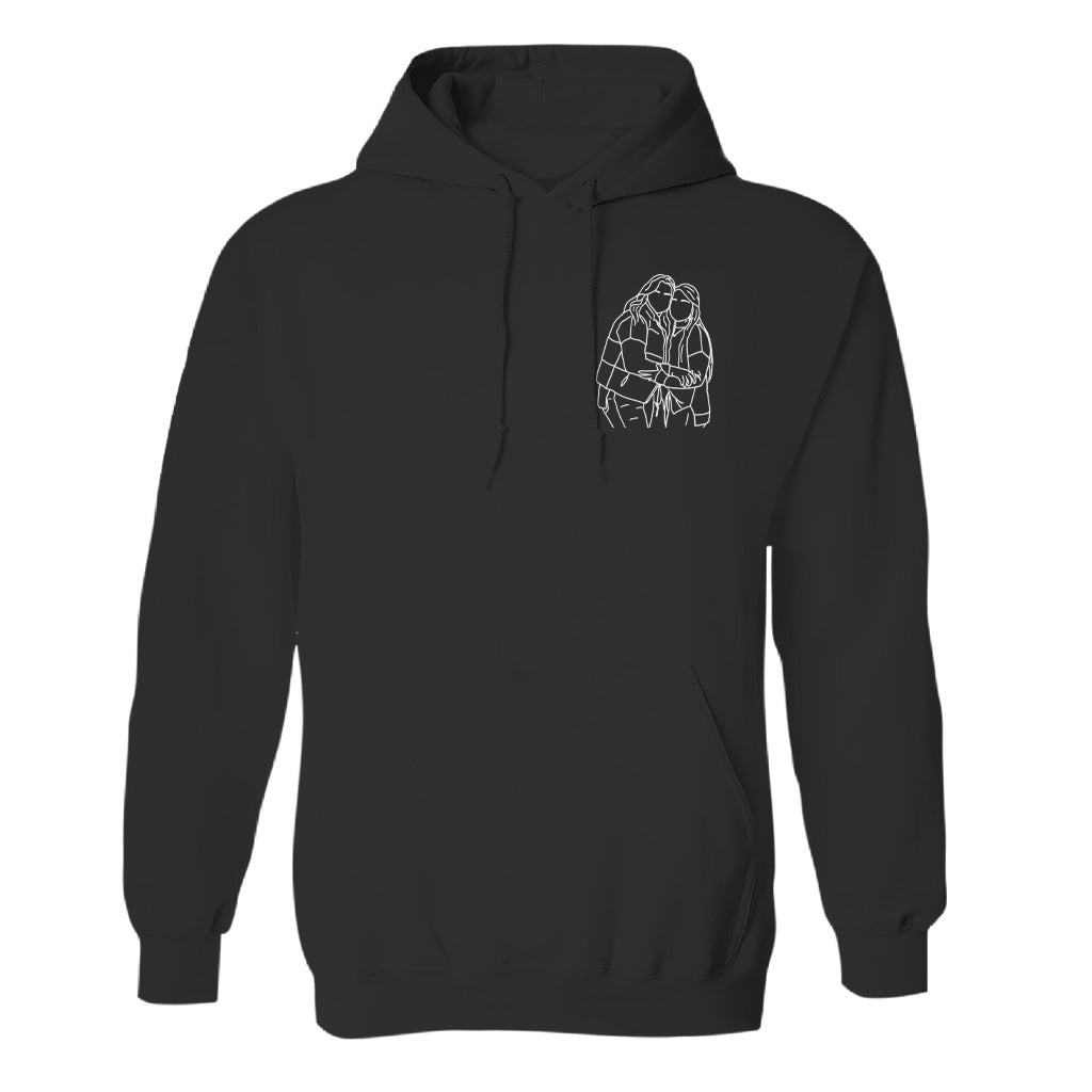 Custom Line Art - Personalized Sibling Embroidered Hoodie